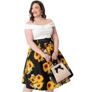 Unique vintage sunflower swing skirt